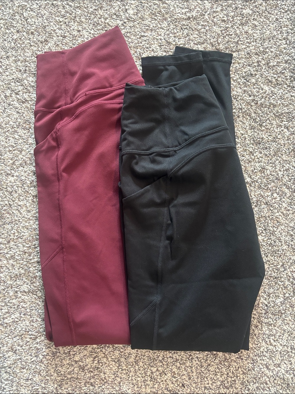 2 Fabletics Leggings - Black and Burgundy